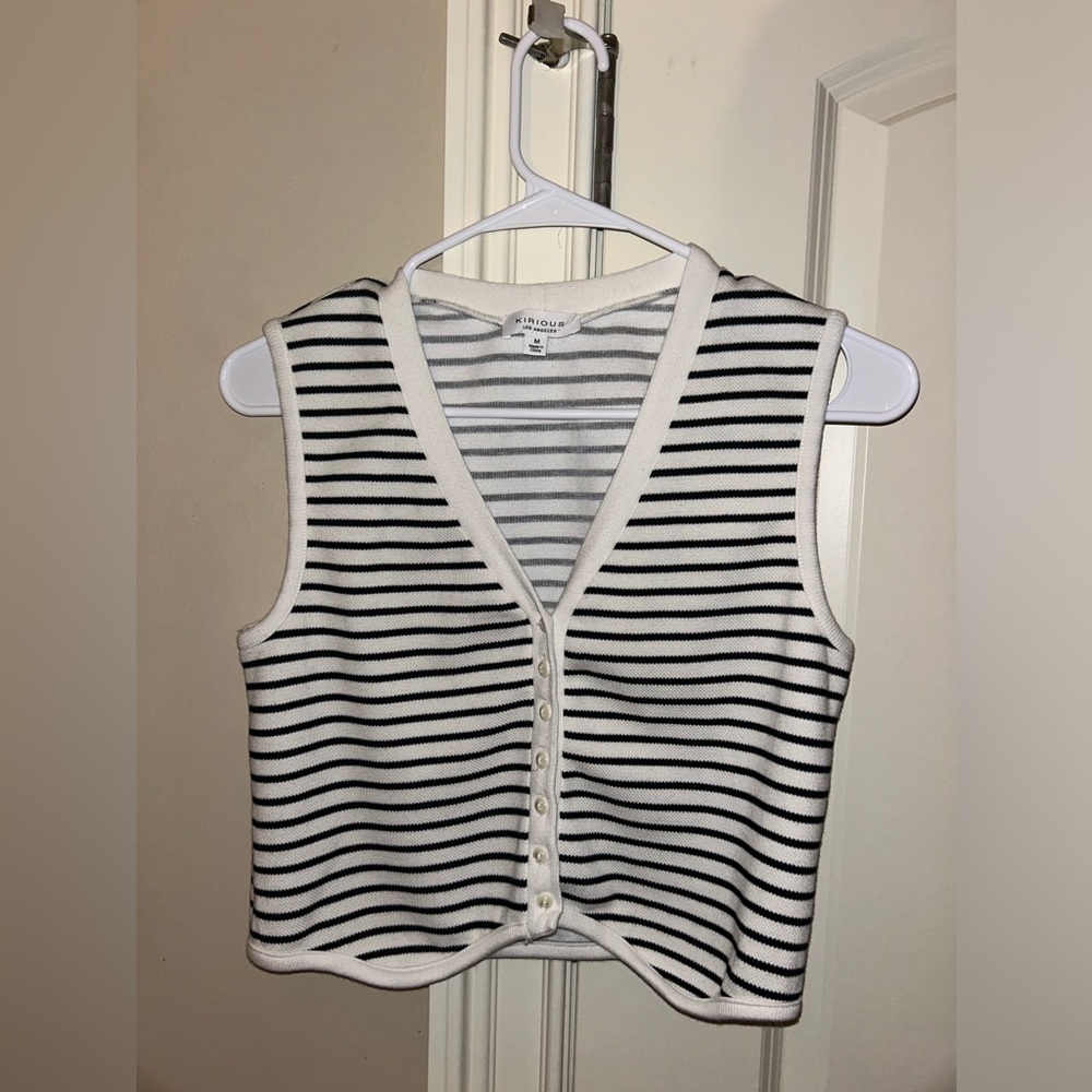 Nique Black and White Striped Tank Top